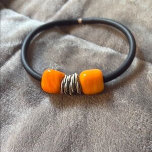 Orange and Silver Modern Bracelet with Metallic Accents